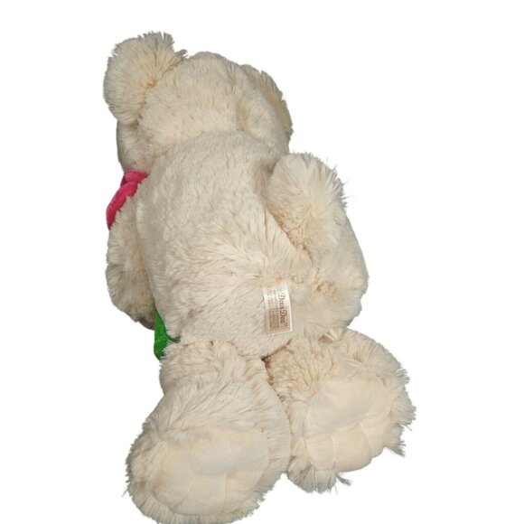 Dan Dee Teddy Bear Plush Stuffed Animal Toy Cream Tan With Pink Flower Soft 17" - Picture 4 of 7